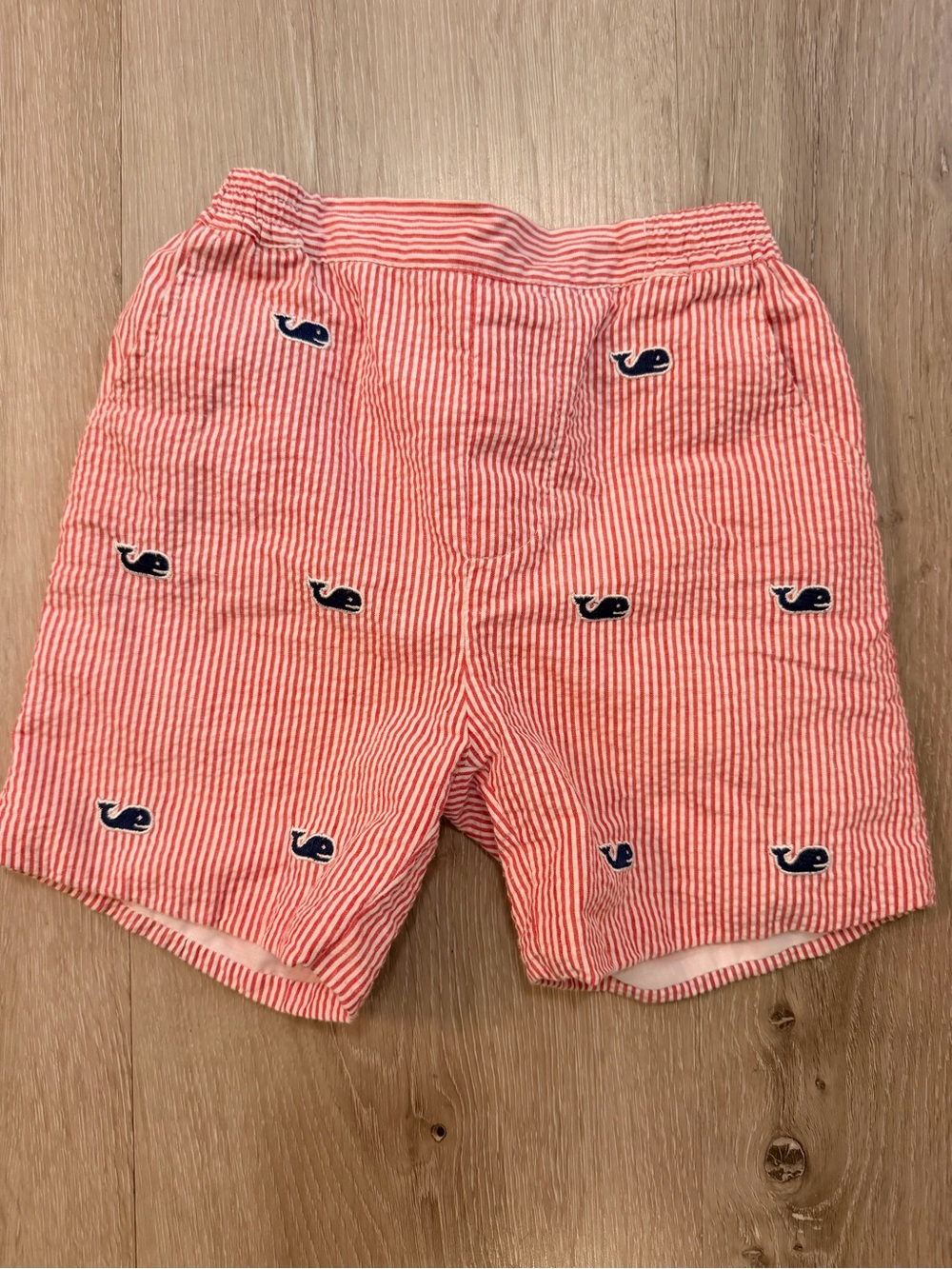 Anavin Hand Smocked Red Seersucker Whale Shorts 4T Preppy Coastal Nautical